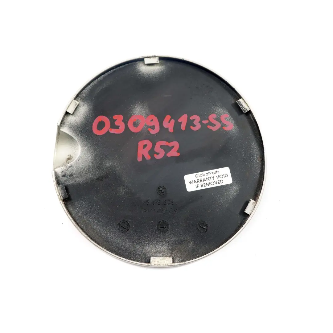 Tapa tapón depósito combustible Sparkling Silver 7118374 para Mini Cooper R52 Cabrio con número de pieza 0309413 Mini Cooper R52 Cabrio Tapa tapón depósito combustible Sparkling Silver 7118374 - SKU 0309413-SS - Número de pieza 0309413