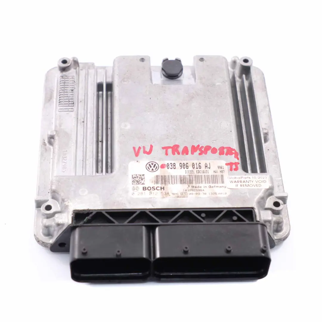 VW Volkswagen Transporter T5 1.9 TDI Diesel Engine Control Unit ECU - SKU 038906016AJ - Part number 038906016AJ