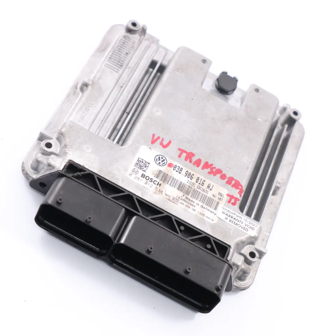 Control Unit ECU to VW Volkswagen Transporter T5 1.9 TDI Diesel Engine with Part number 038906016AJ VW Volkswagen Transporter T5 1.9 TDI Diesel Engine Control Unit ECU - SKU 038906016AJ - Part number 038906016AJ
