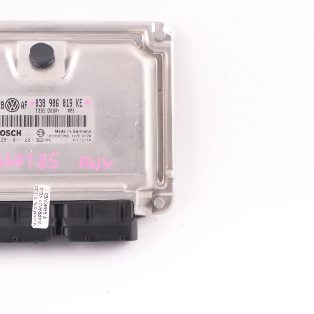 VW Volkswagen Passat B5 2.0TDI AWX 130HP Engine Unit Module ECU - SKU 038906019KE - Part number 038906019KE