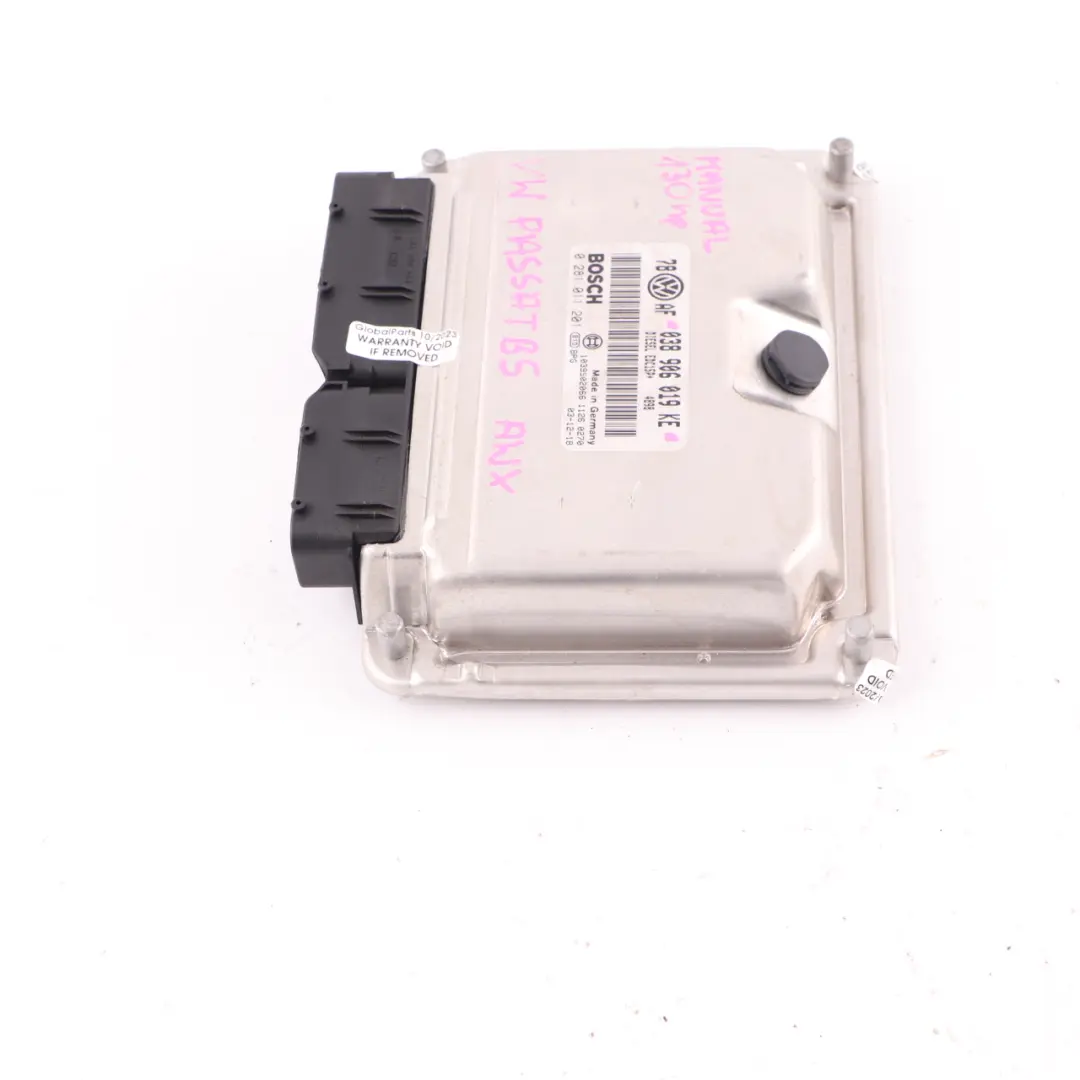 2.0TDI AWX 130HP Engine Unit Module ECU to VW Volkswagen Passat B5 with Part number 038906019KE VW Volkswagen Passat B5 2.0TDI AWX 130HP Engine Unit Module ECU - SKU 038906019KE - Part number 038906019KE