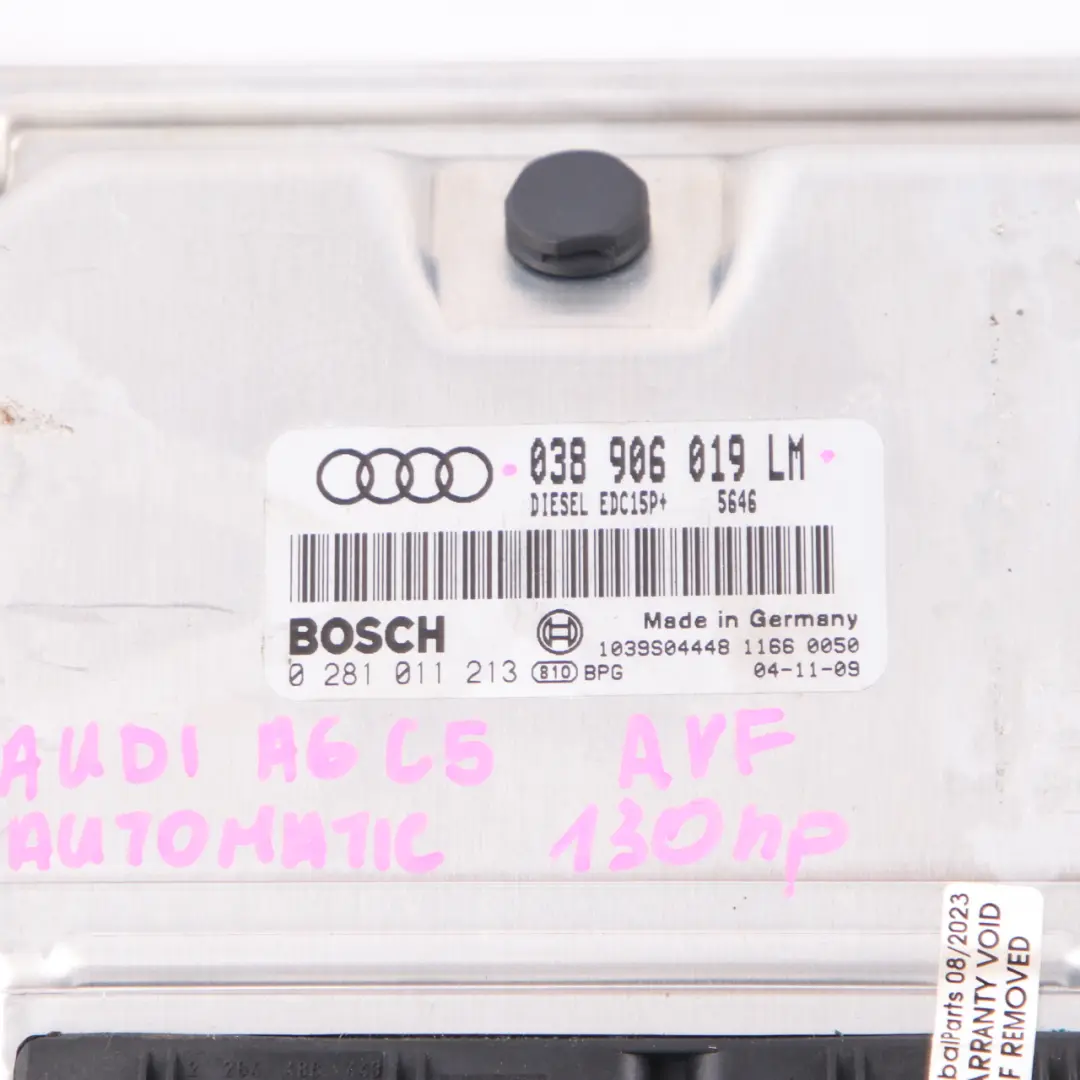 Audi A6 C5 AVF 1.9 TDI 130HP Diesel Engine Control Unit ECU Module - SKU 038906019LM - Part number 038906019LM