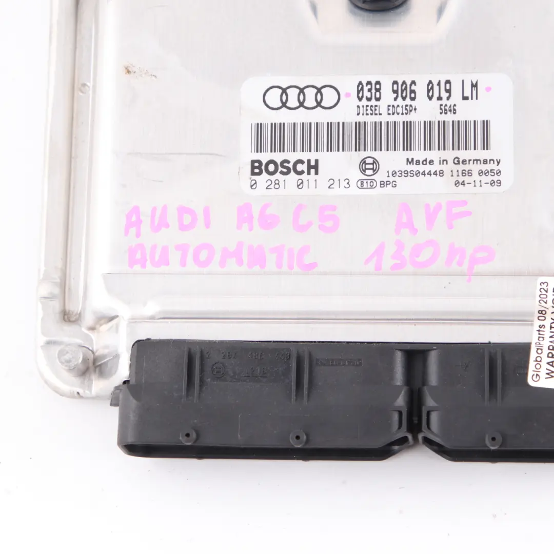 130HP Diesel Engine Control Unit ECU Module to Audi A6 C5 AVF 1.9 TDI with Part number 038906019LM Audi A6 C5 AVF 1.9 TDI 130HP Diesel Engine Control Unit ECU Module - SKU 038906019LM - Part number 038906019LM