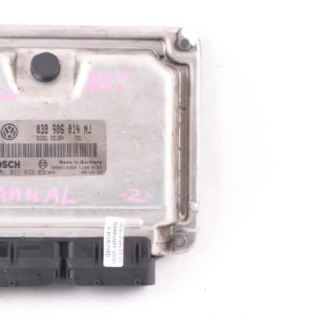 BLT 1.9 TDI Diesel Engine Unit Module ECU Manual to Seat Ibiza with Part number 038906019NJ Seat Ibiza BLT 1.9 TDI Diesel Engine Unit Module ECU Manual - SKU 038906019NJ - Part number 038906019NJ