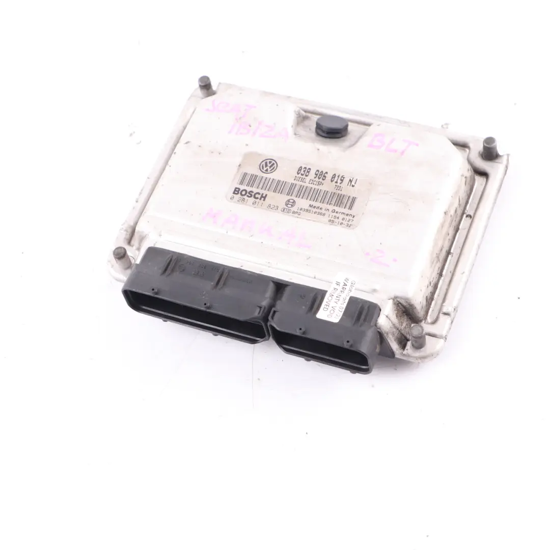 BLT 1.9 TDI Diesel Engine Unit Module ECU Manual to Seat Ibiza with Part number 038906019NJ Seat Ibiza BLT 1.9 TDI Diesel Engine Unit Module ECU Manual - SKU 038906019NJ - Part number 038906019NJ