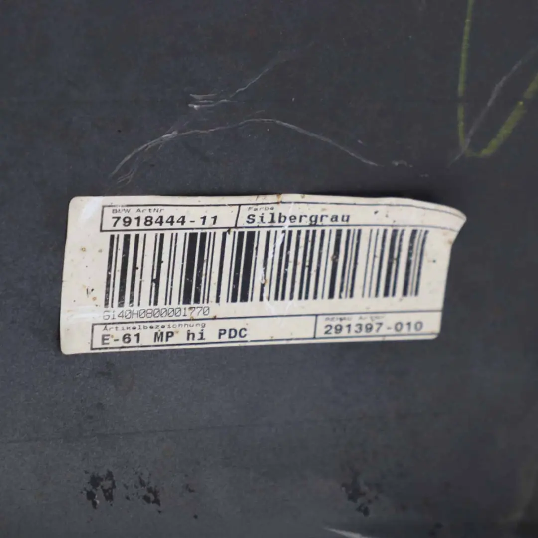 Bumper BMW E61 Touring M Sport Trim Panel PDC Silbergrau Silver Grey - A08 to Rear with Part number 0394703 Rear Bumper BMW E61 Touring M Sport Trim Panel PDC Silbergrau Silver Grey - A08 - SKU 0394703-SBG1 - Part number 0394703