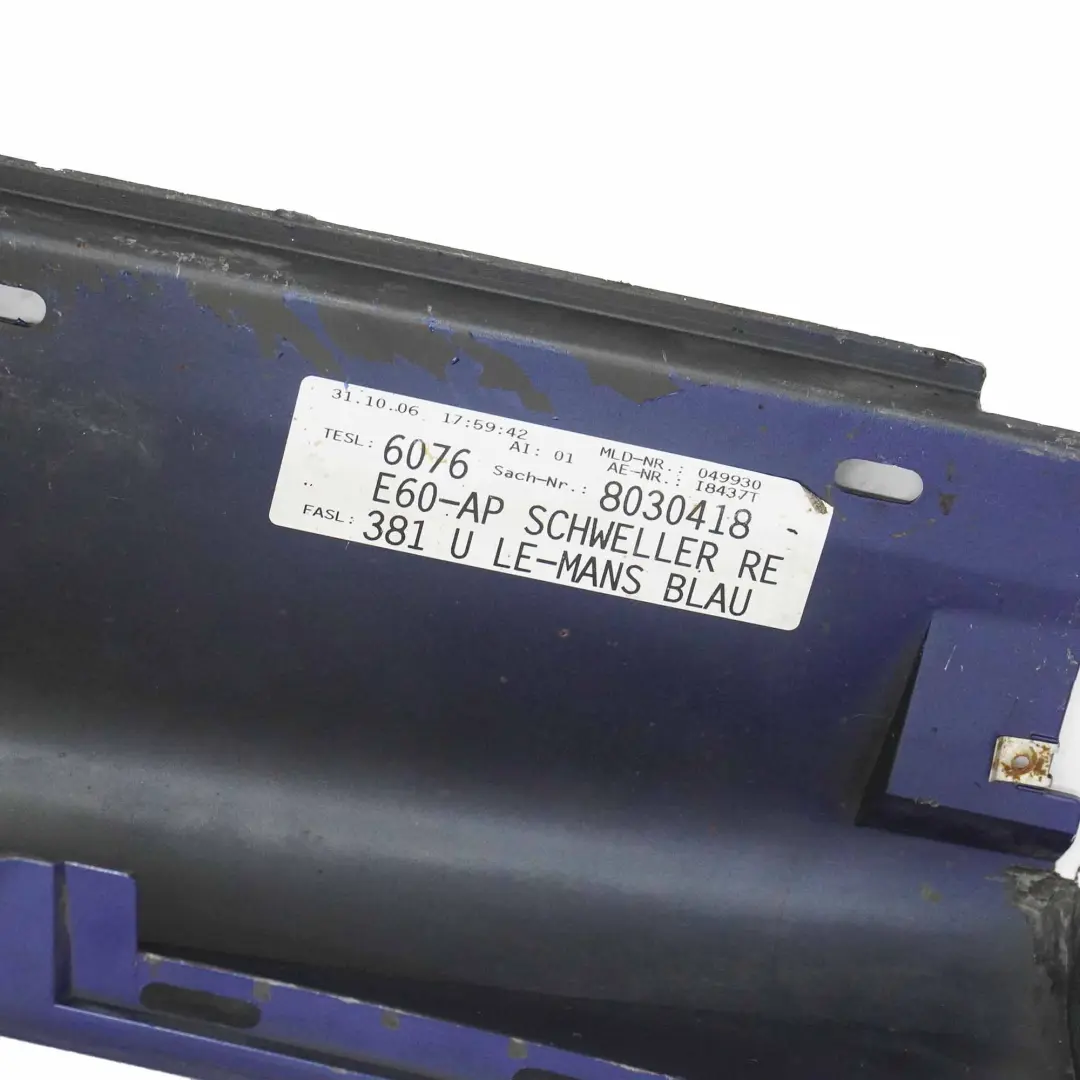 BMW E60 E61 M5 M Sport Schwellerleiste Blende Rechts Le Mans Blau - 381 - SKU 0396900-LMB1 - Teilenummer 0396900