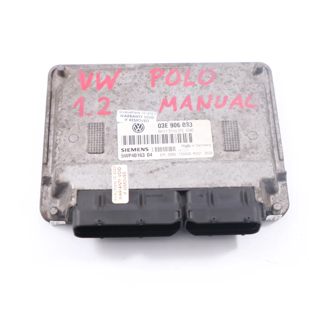 VW Polo Petrol Engine Control ECU Manual Siemens 5WP1630440 - SKU 03E906033 - Part number 03E906033