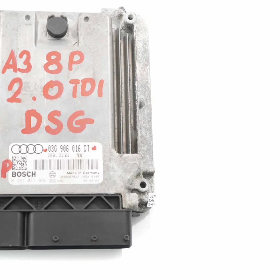 Audi A3 8P 2.0 TDI 140HP Unidad Control Motor Módulo ECU DSG - SKU 03G906016DT - Número de pieza 03G906016DT