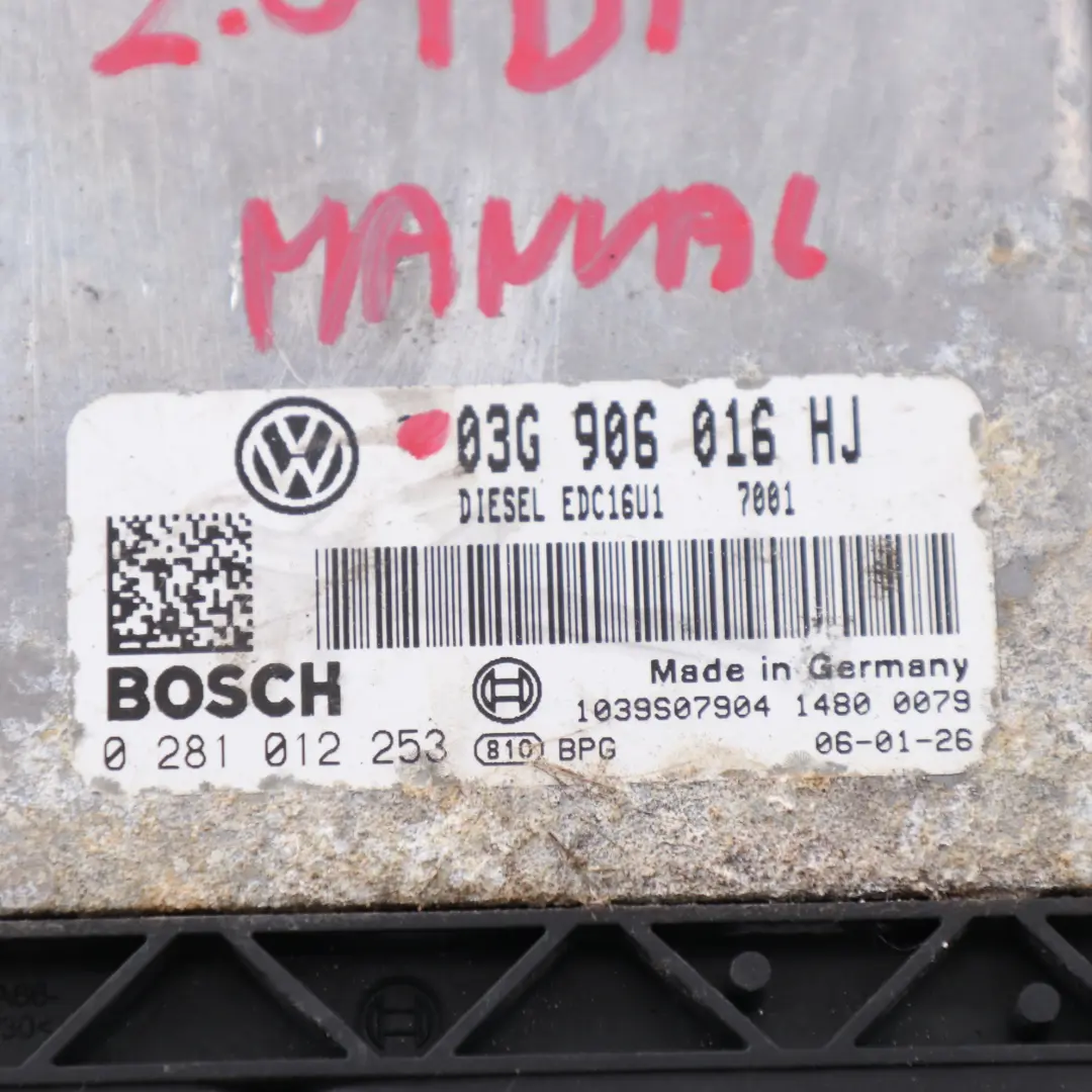 centralina motore manuale per Volkswagen Golf 5 2.0 TDI con numero di parte 03G906016HJ Volkswagen Golf 5 2.0 TDI centralina motore manuale - SKU 03G906016HJ - Numero di parte 03G906016HJ