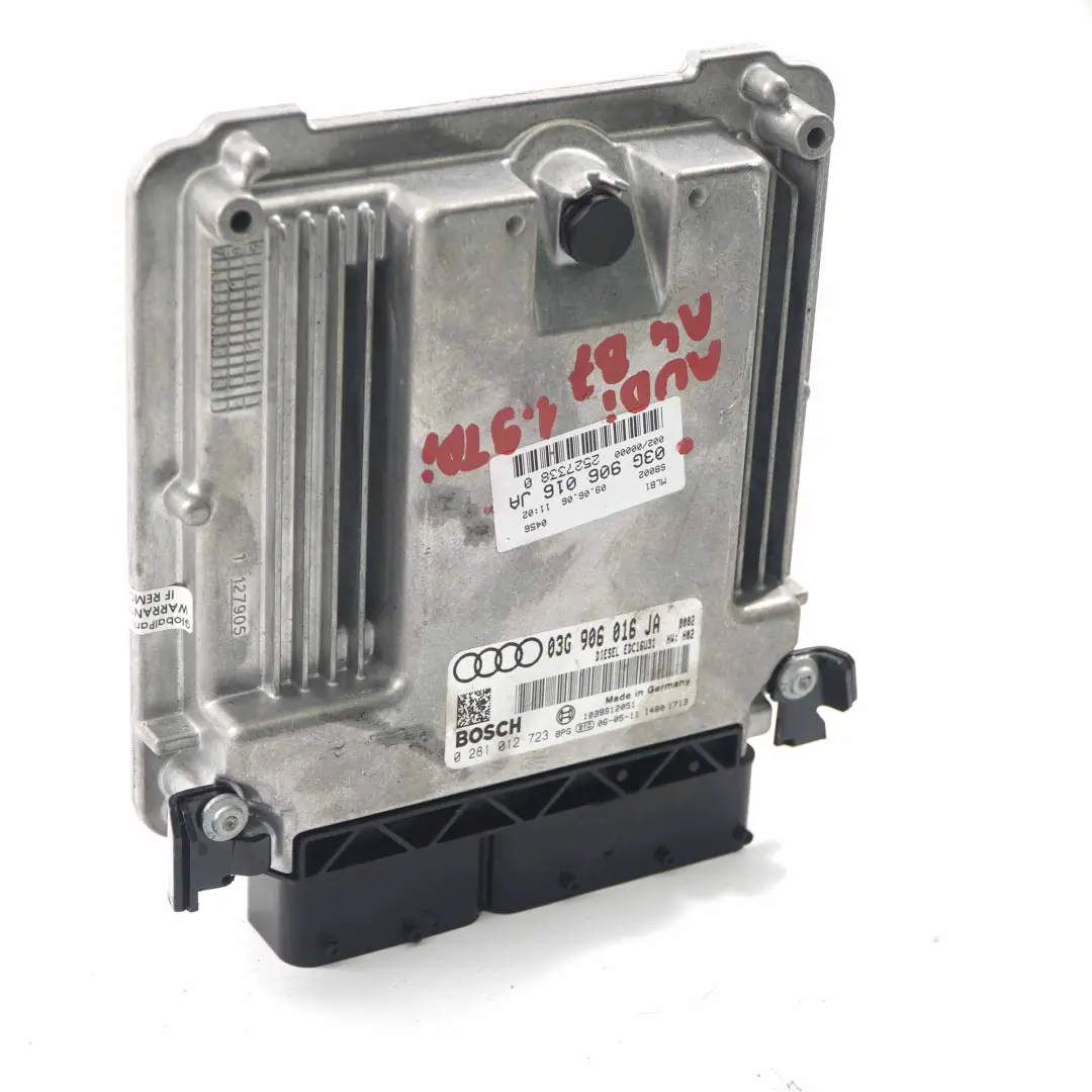 Módulo unidad control motor ECU cambios manual para Audi A4 B7 1.9 TDI con número de pieza 03G906016JA Audi A4 B7 1.9 TDI Módulo unidad control motor ECU cambios manual - SKU 03G906016JA - Número de pieza 03G906016JA