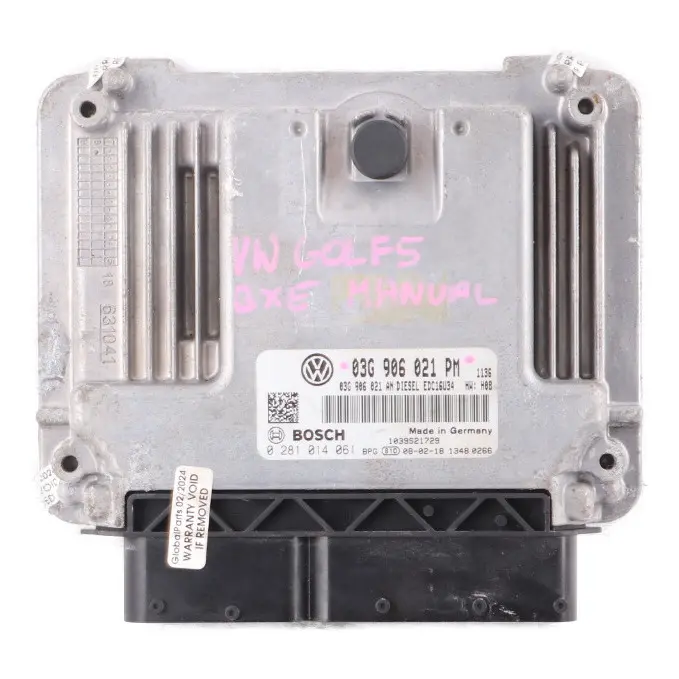 105HP BXE Engine Control Unit ECU Manual Volkswagen Golf 5 1.9 TDI - SKU 03G906021PM - Part number 03G906021PM