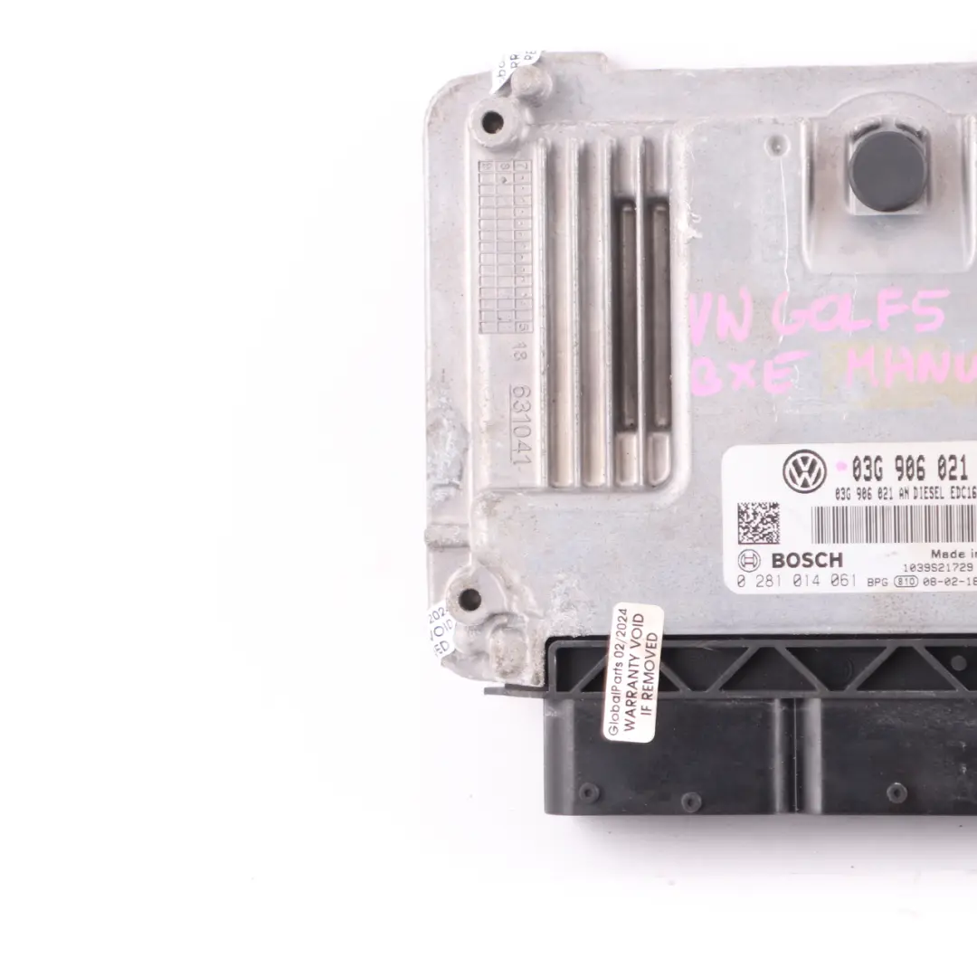 105HP BXE Engine Control Unit ECU Manual to Volkswagen Golf 5 1.9 TDI with Part number 03G906021PM Volkswagen Golf 5 1.9 TDI 105HP BXE Engine Control Unit ECU Manual - SKU 03G906021PM - Part number 03G906021PM