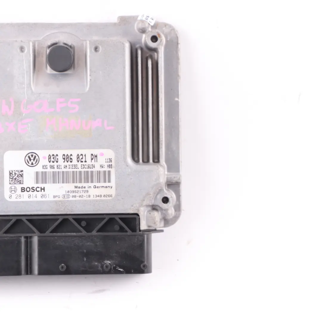 105HP BXE Engine Control Unit ECU Manual to Volkswagen Golf 5 1.9 TDI with Part number 03G906021PM Volkswagen Golf 5 1.9 TDI 105HP BXE Engine Control Unit ECU Manual - SKU 03G906021PM - Part number 03G906021PM