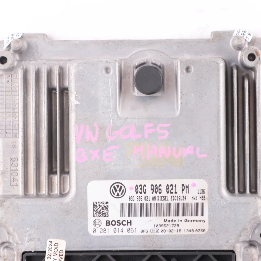 105HP BXE Engine Control Unit ECU Manual to Volkswagen Golf 5 1.9 TDI with Part number 03G906021PM Volkswagen Golf 5 1.9 TDI 105HP BXE Engine Control Unit ECU Manual - SKU 03G906021PM - Part number 03G906021PM