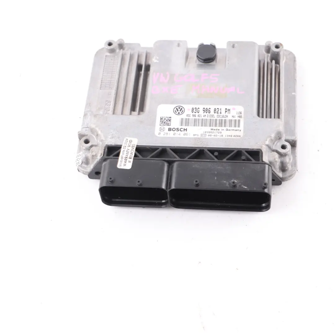 105HP BXE Engine Control Unit ECU Manual to Volkswagen Golf 5 1.9 TDI with Part number 03G906021PM Volkswagen Golf 5 1.9 TDI 105HP BXE Engine Control Unit ECU Manual - SKU 03G906021PM - Part number 03G906021PM