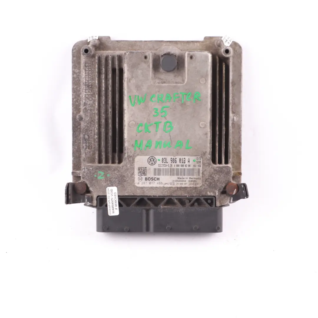 CKTB Engine Unit Module ECU Manual to VW Volkswagen Crafter 2.0 TDI with Part number 03L906012A VW Volkswagen Crafter 2.0 TDI CKTB Engine Unit Module ECU Manual - SKU 03L906012A - Part number 03L906012A