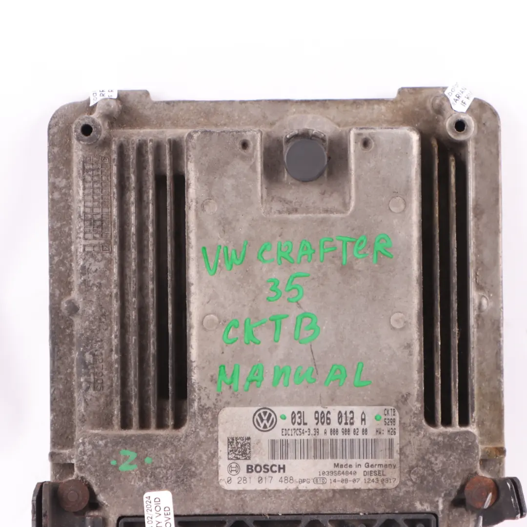 CKTB Engine Unit Module ECU Manual to VW Volkswagen Crafter 2.0 TDI with Part number 03L906012A VW Volkswagen Crafter 2.0 TDI CKTB Engine Unit Module ECU Manual - SKU 03L906012A - Part number 03L906012A