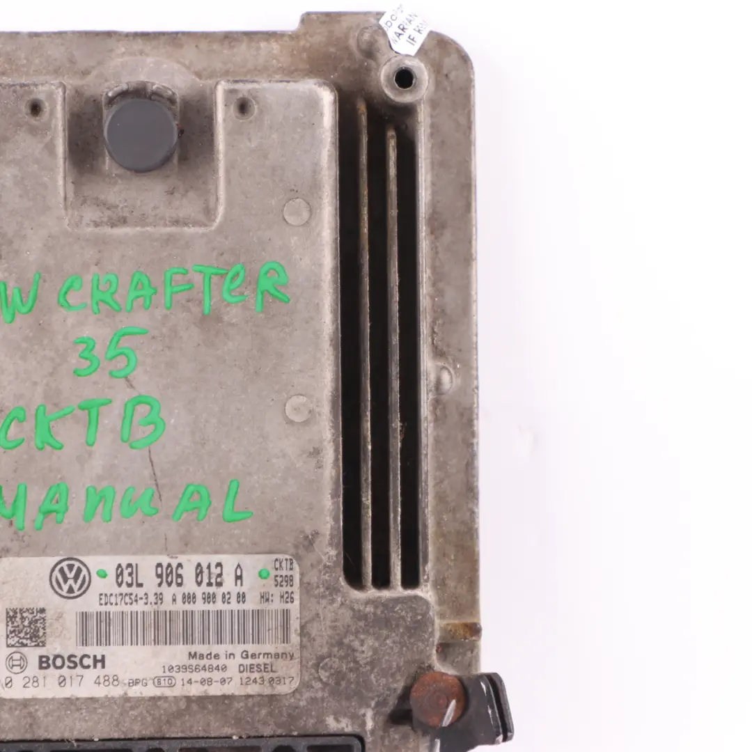 VW Volkswagen Crafter 2.0 TDI CKTB Engine Unit Module ECU Manual - SKU 03L906012A - Part number 03L906012A