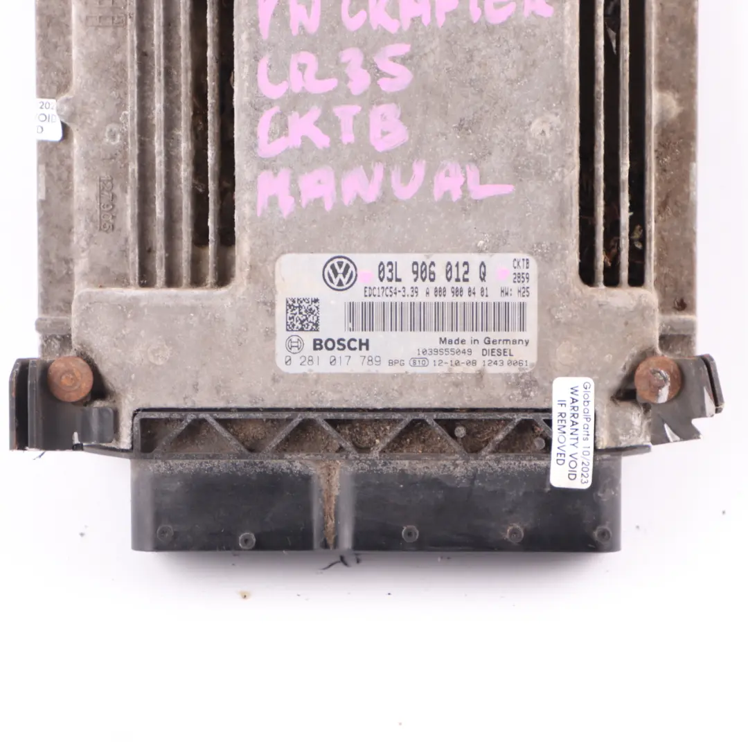 CKTB Engine Unit Module ECU Manual VW Volkswagen Crafter 1 2.0 TDI - SKU 03L906012Q - Part number 03L906012Q