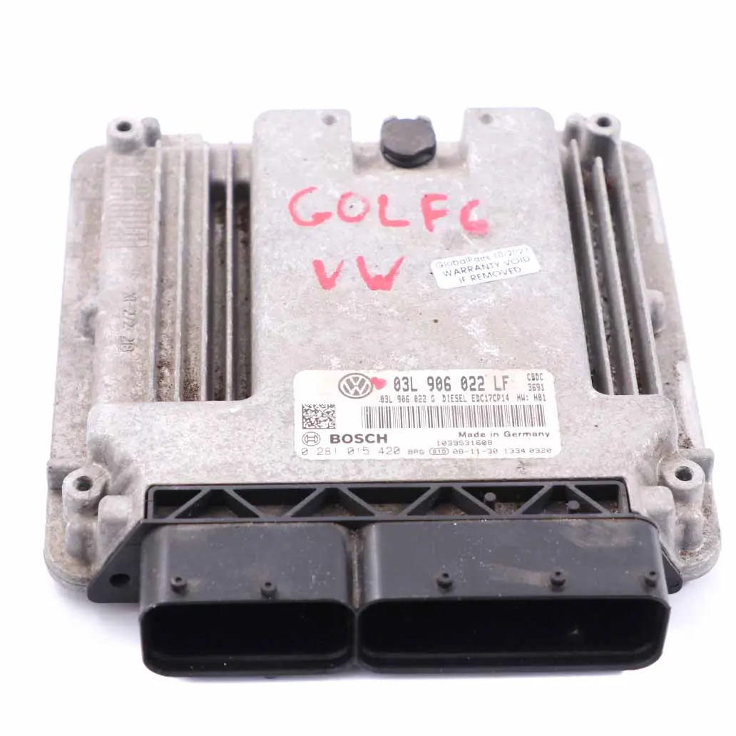 CBD Engine Control Unit ECU Manual VW Golf 6 2.0 TDI Diesel - SKU 03L906022LF - Part number 03L906022LF