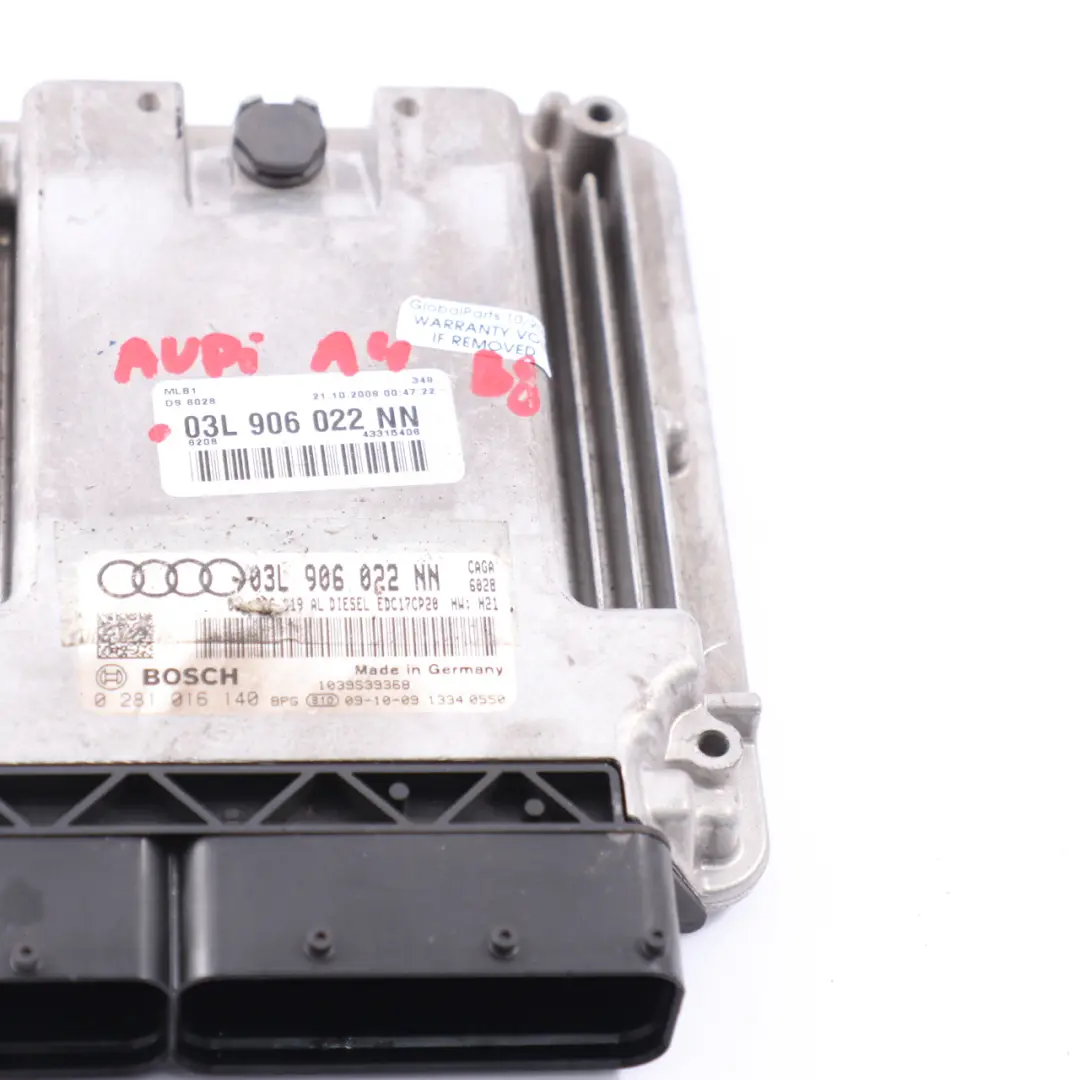 143HP CAGA Unidad Control Motor Diesel Módulo ECU para Audi A4 B8 2.0 TDI con número de pieza 03L906022NN Audi A4 B8 2.0 TDI 143HP CAGA Unidad Control Motor Diesel Módulo ECU - SKU 03L906022NN - Número de pieza 03L906022NN