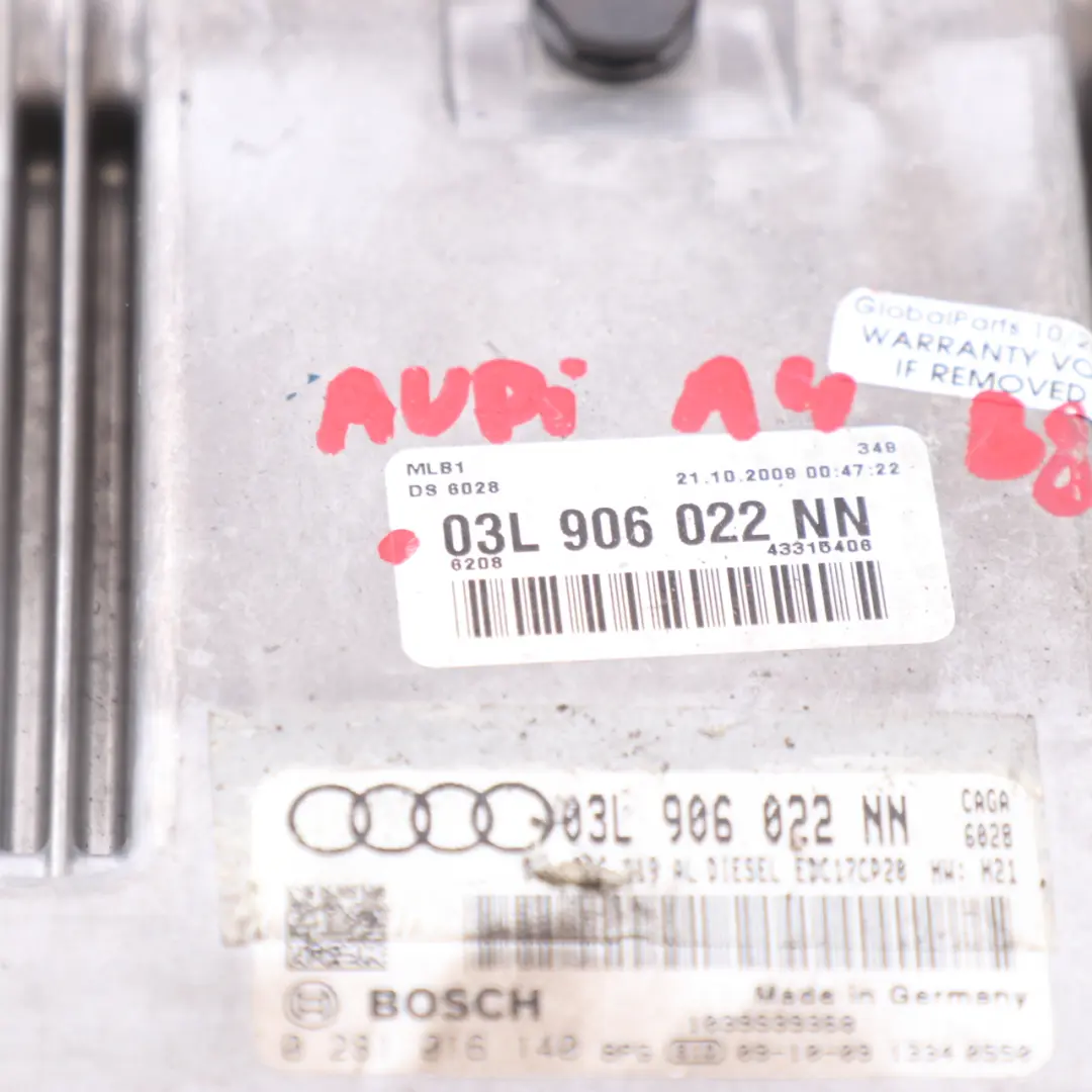 143HP CAGA Unidad Control Motor Diesel Módulo ECU para Audi A4 B8 2.0 TDI con número de pieza 03L906022NN Audi A4 B8 2.0 TDI 143HP CAGA Unidad Control Motor Diesel Módulo ECU - SKU 03L906022NN - Número de pieza 03L906022NN