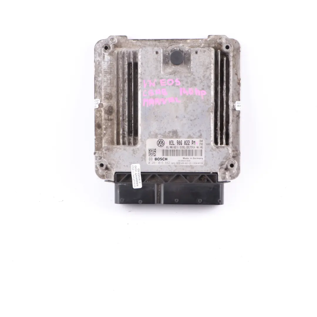 CBAB 140HP Diesel Engine Control ECU Bosch Manual to VW EOS 2.0 TDI with Part number 03L906022PM VW EOS 2.0 TDI CBAB 140HP Diesel Engine Control ECU Bosch Manual - SKU 03L906022PM - Part number 03L906022PM