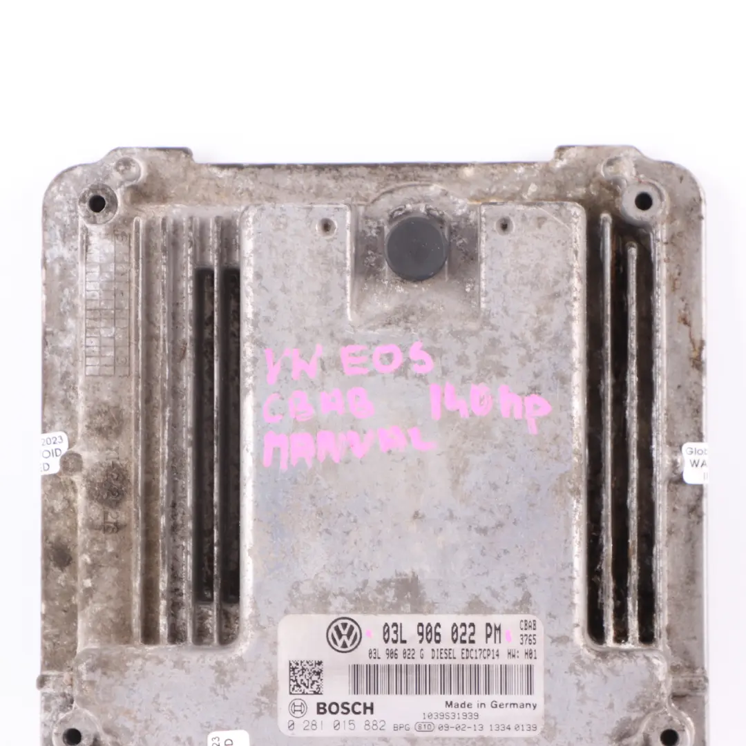 CBAB 140HP Diesel Engine Control ECU Bosch Manual to VW EOS 2.0 TDI with Part number 03L906022PM VW EOS 2.0 TDI CBAB 140HP Diesel Engine Control ECU Bosch Manual - SKU 03L906022PM - Part number 03L906022PM