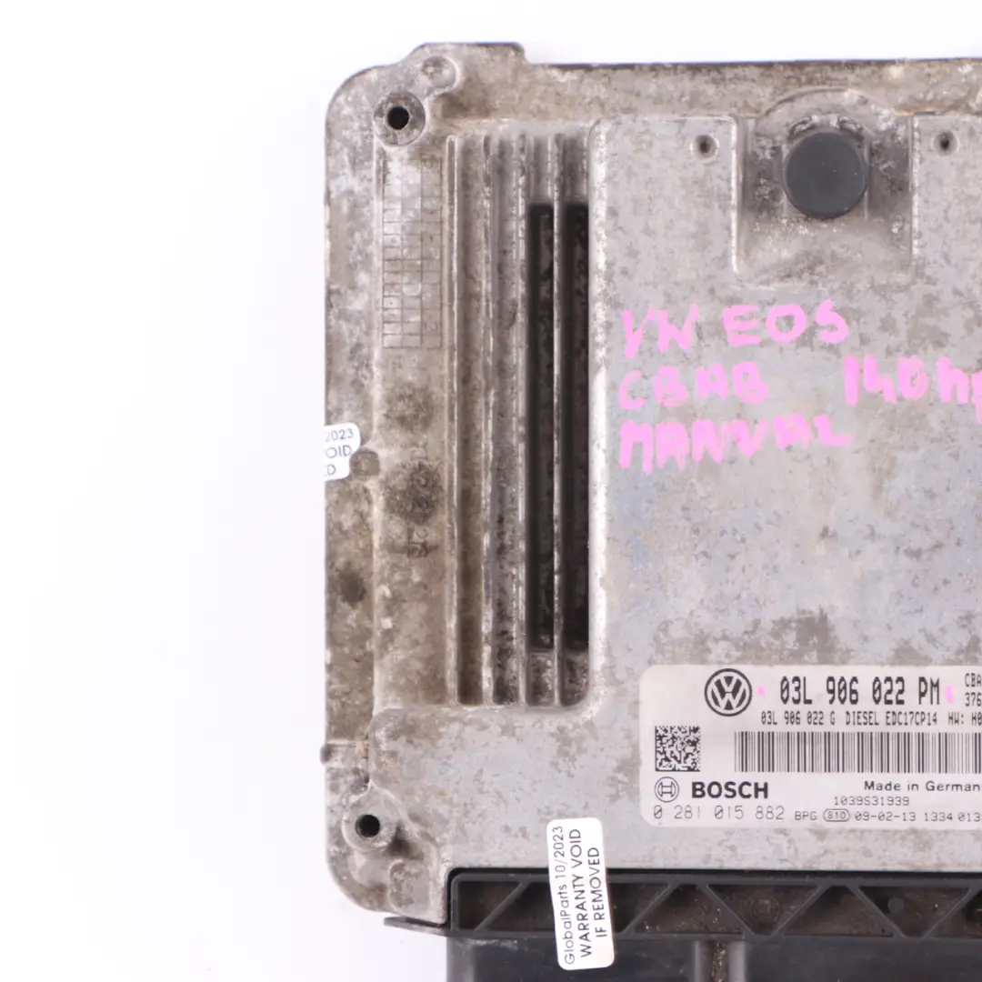 VW EOS 2.0 TDI CBAB 140HP Diesel Engine Control ECU Bosch Manual - SKU 03L906022PM - Part number 03L906022PM