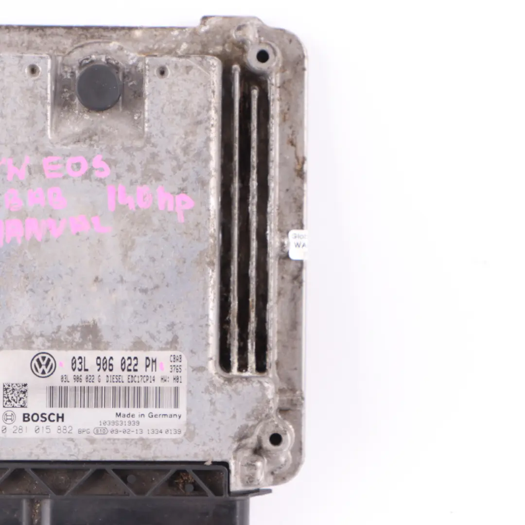 VW EOS 2.0 TDI CBAB 140HP Diesel Engine Control ECU Bosch Manual - SKU 03L906022PM - Part number 03L906022PM