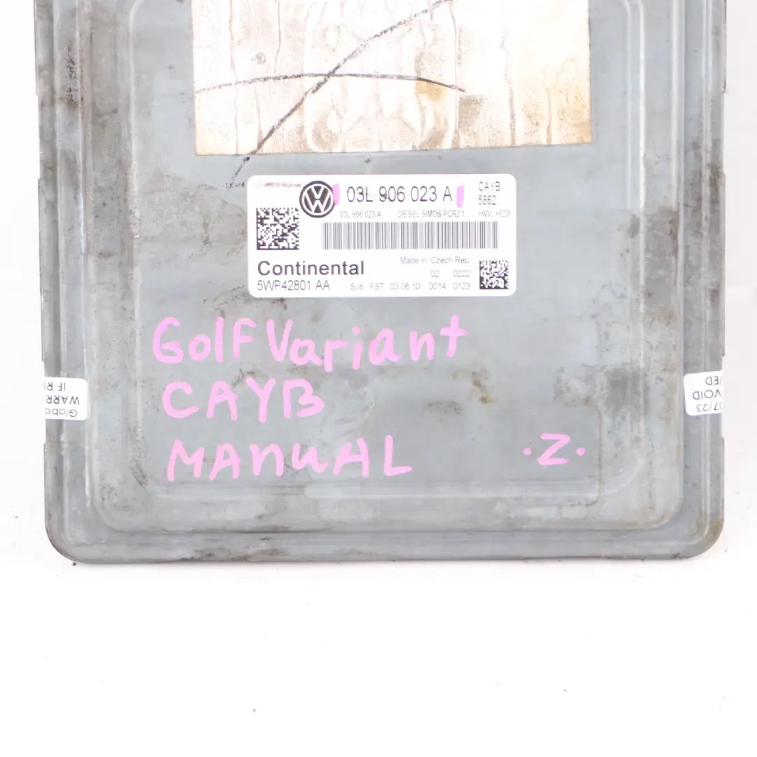 CAYB Engine Unit ECU Manual VW Volkswagen Golf 6 1.6 TDI Diesel - SKU 03L906023A - Part number 03L906023A
