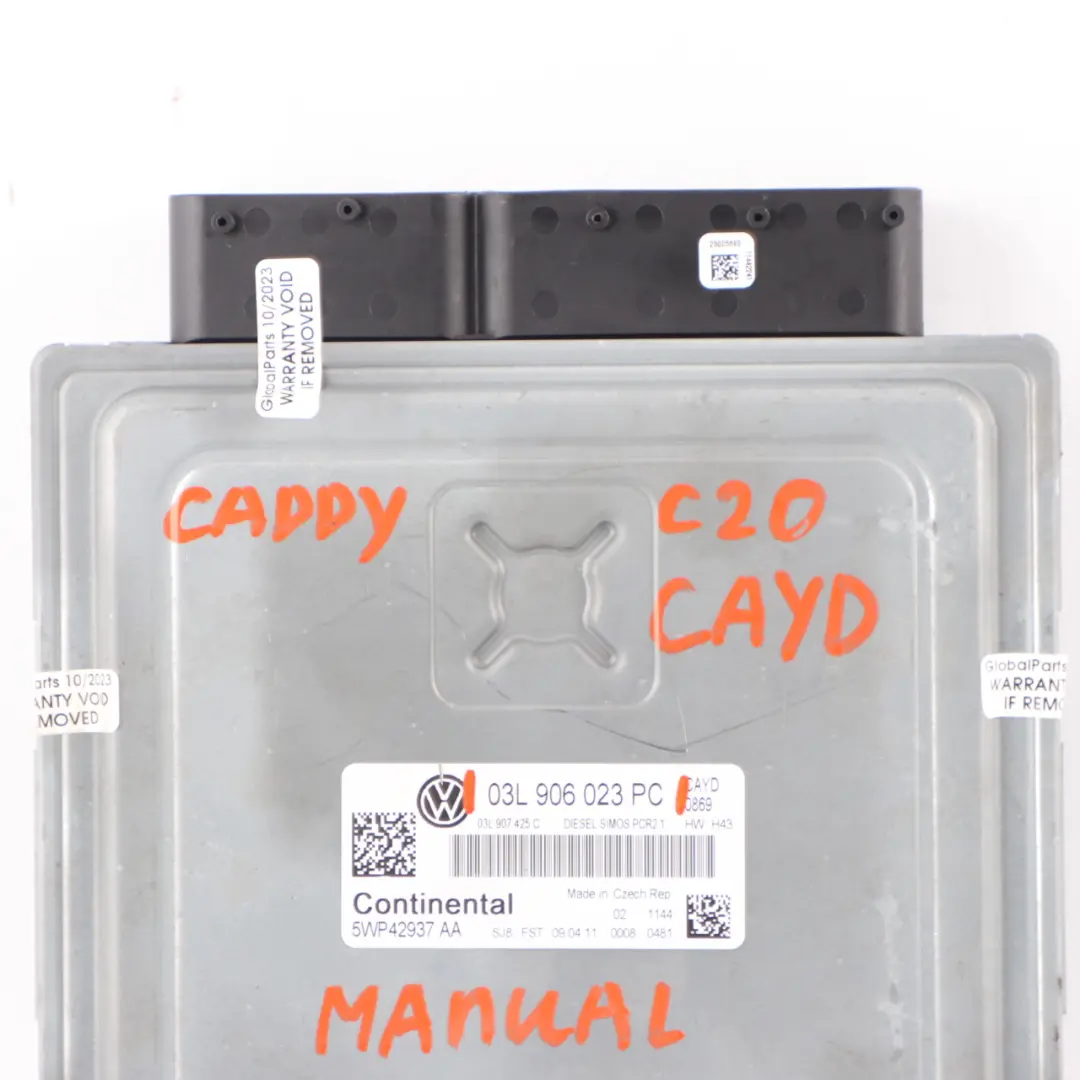 CAYD C20 102HP Engine Unit ECU Manual Volkswagen Caddy 1.6 TDI - SKU 03L906023PC - Part number 03L906023PC