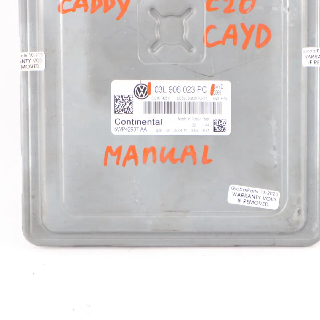 CAYD C20 102HP Engine Unit ECU Manual Volkswagen Caddy 1.6 TDI - SKU 03L906023PC - Part number 03L906023PC