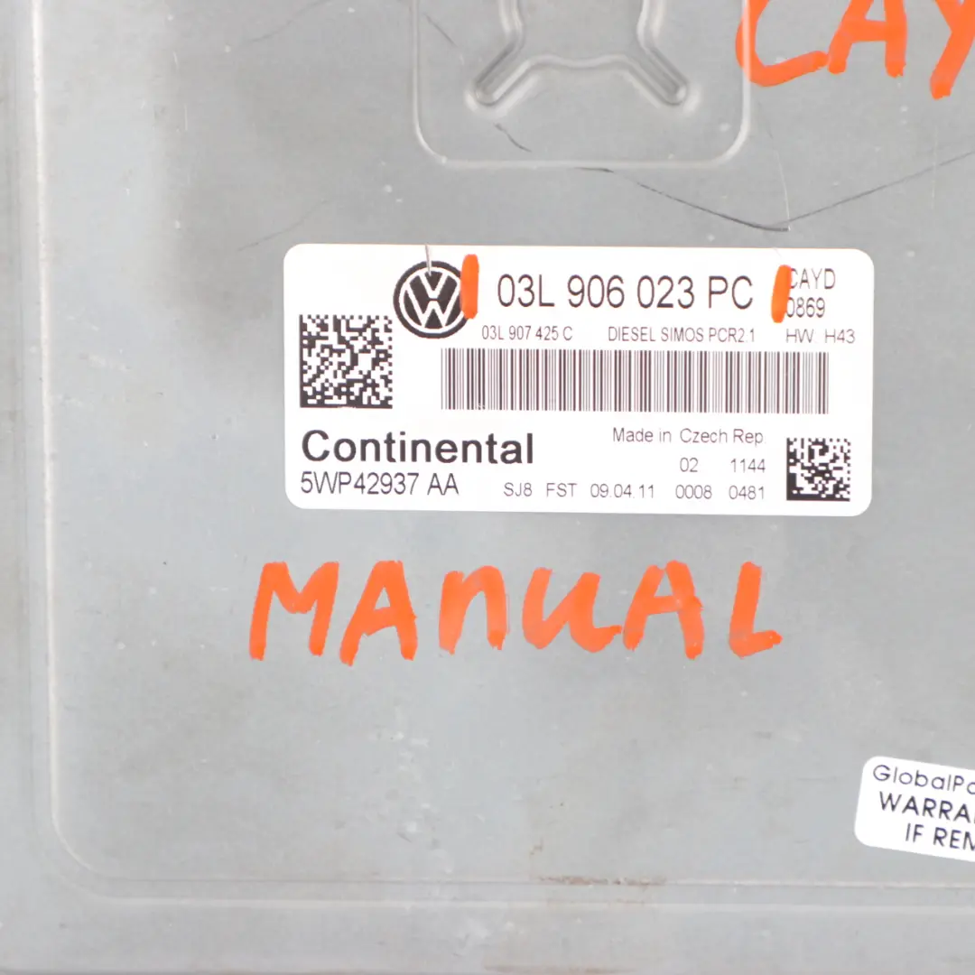 CAYD C20 102HP Engine Unit ECU Manual Volkswagen Caddy 1.6 TDI - SKU 03L906023PC - Part number 03L906023PC