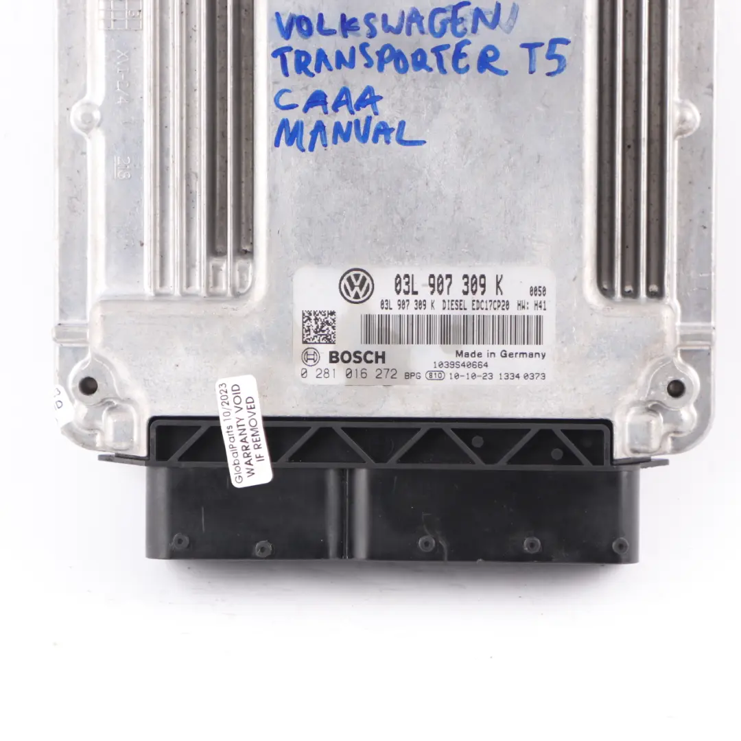VW Transporter T5 2.0 TDI CAAA 84HP Engine Unit Module ECU Manual - SKU 03L907309K - Part number 03L907309K
