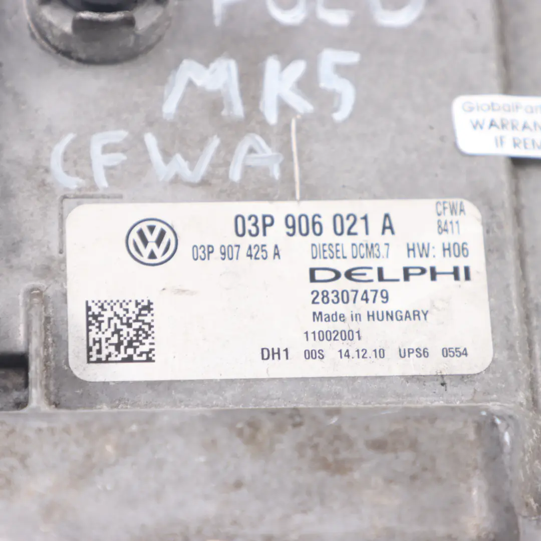 MK5 6R 1.2 TDI CFWA Modulo Motore ECU per Volkswagen Polo con numero di parte 03P906021A Volkswagen Polo MK5 6R 1.2 TDI CFWA Modulo Motore ECU - SKU 03P906021A - Numero di parte 03P906021A