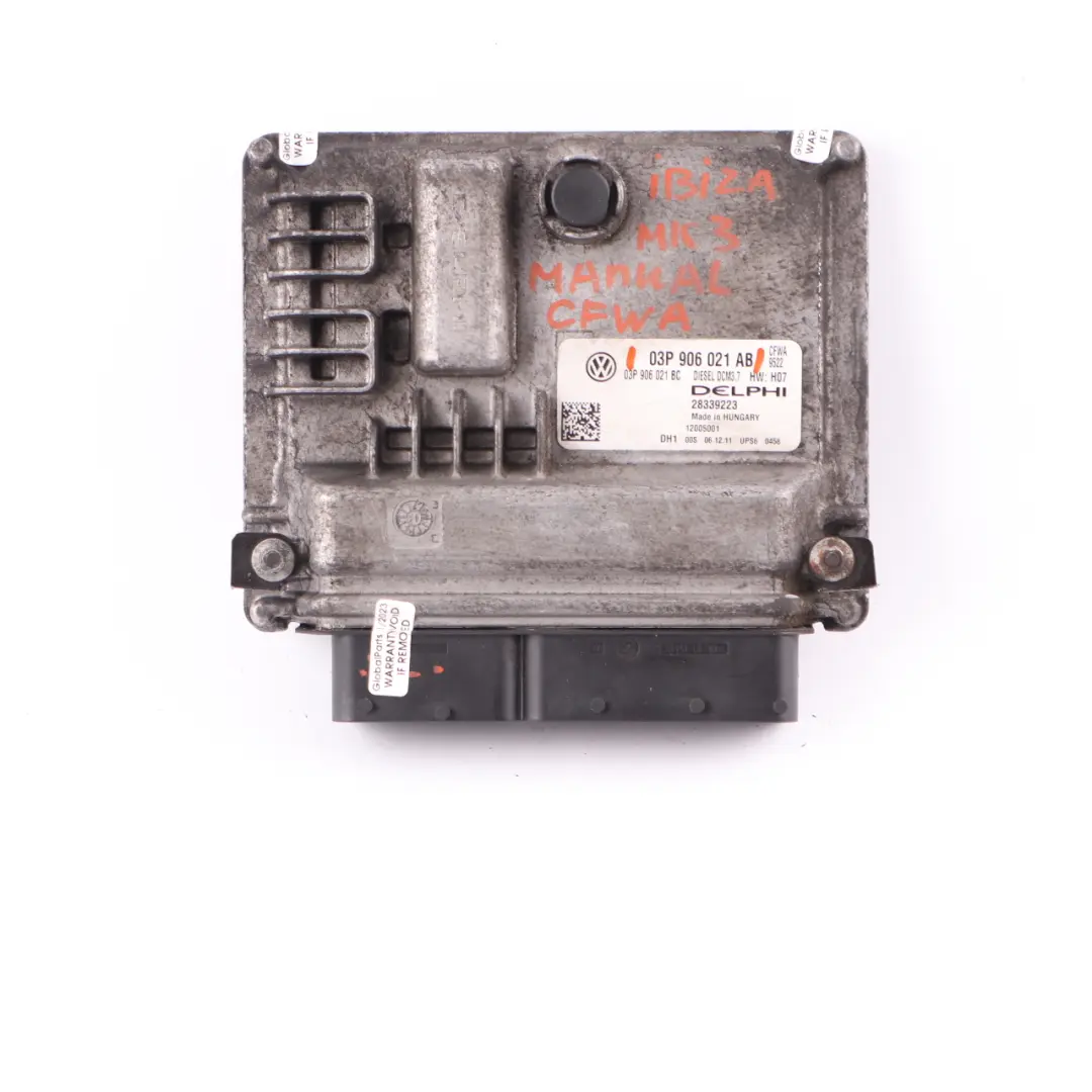 CFWA Engine Unit Module ECU Manual to Seat Ibiza 1.2 TDI with Part number 03P906021AB Seat Ibiza 1.2 TDI CFWA Engine Unit Module ECU Manual - SKU 03P906021AB - Part number 03P906021AB