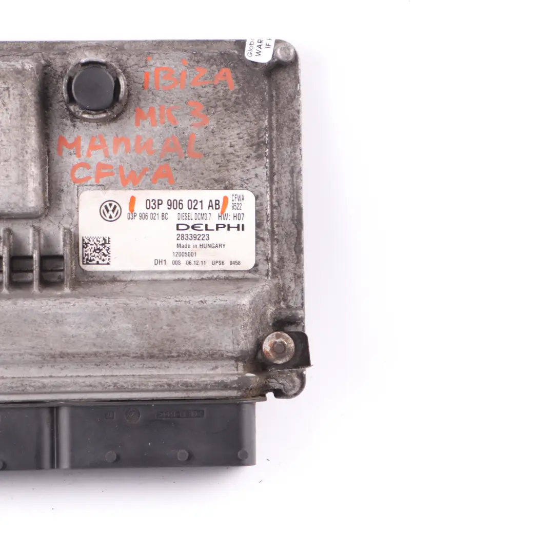 CFWA Engine Unit Module ECU Manual to Seat Ibiza 1.2 TDI with Part number 03P906021AB Seat Ibiza 1.2 TDI CFWA Engine Unit Module ECU Manual - SKU 03P906021AB - Part number 03P906021AB