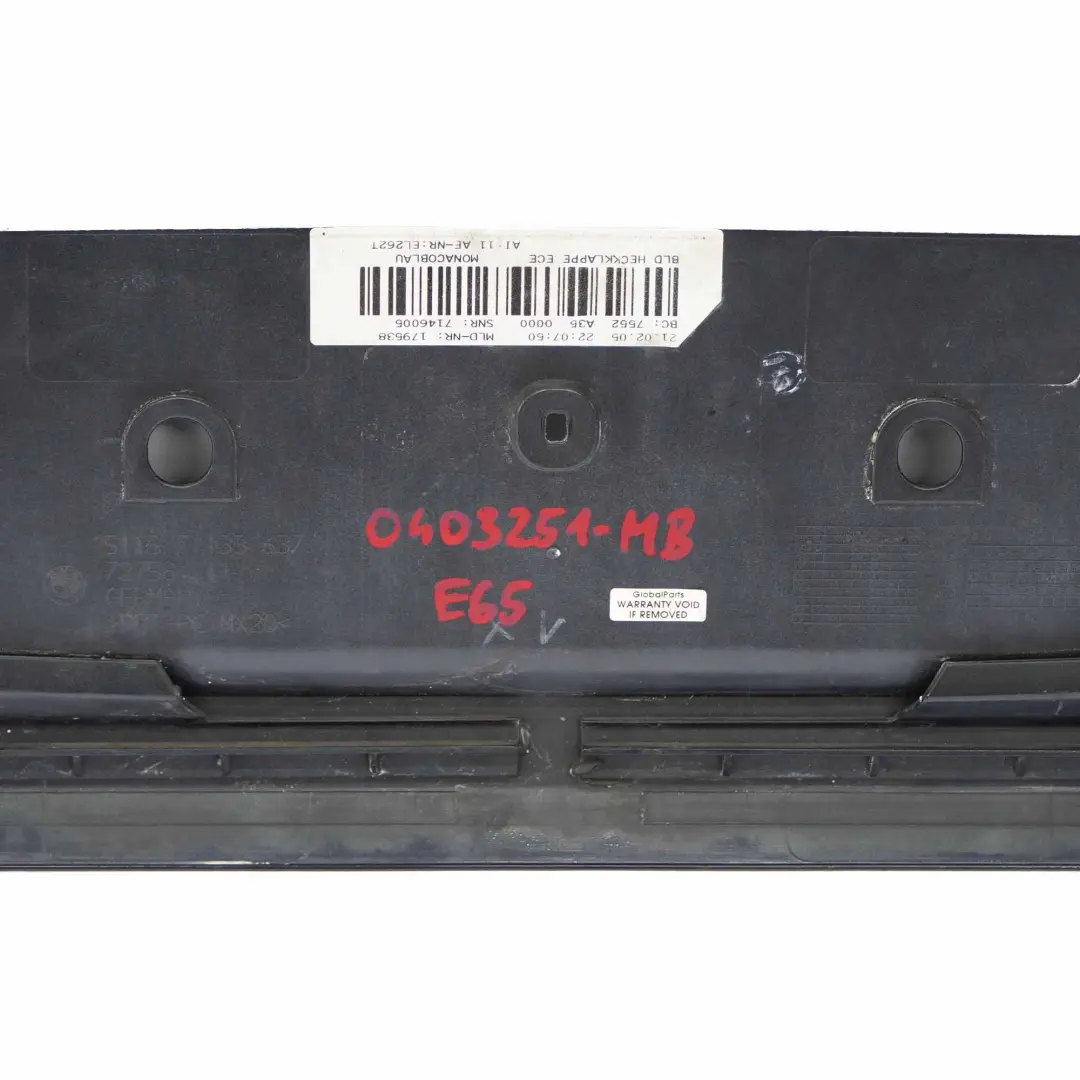 BMW E65 Tailgate Finisher Boot Trunk Lid Covering Panel Monacoblau Blue - A35 - SKU 0403251-MB1 - Part number 0403251