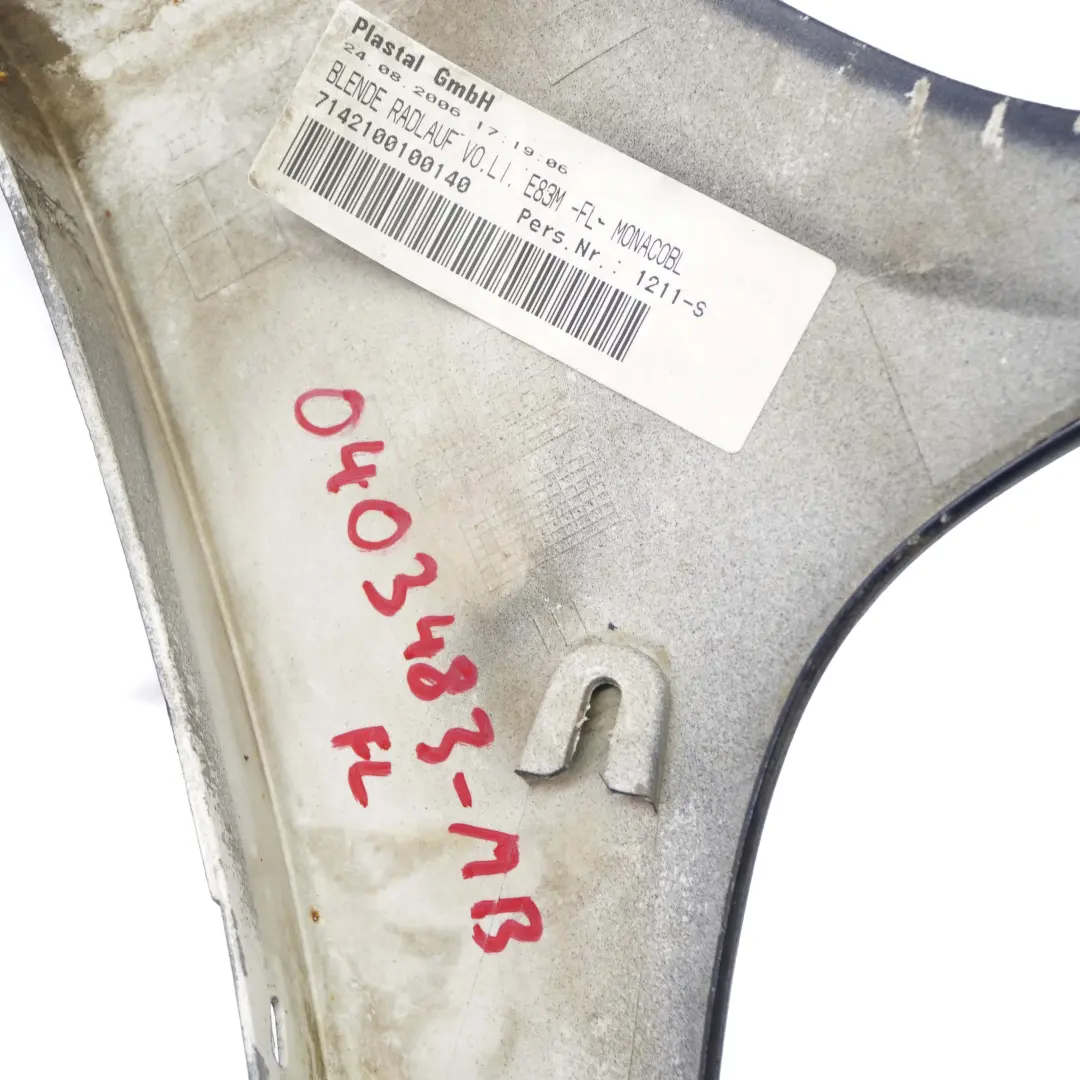 Front Left N/S Wheel Arch Cover Monaco Blue Metallic - A35 to BMW X3 E83 M Sport with Part number 0403483 BMW X3 E83 M Sport Front Left N/S Wheel Arch Cover Monaco Blue Metallic - A35 - SKU 0403483-MB - Part number 0403483