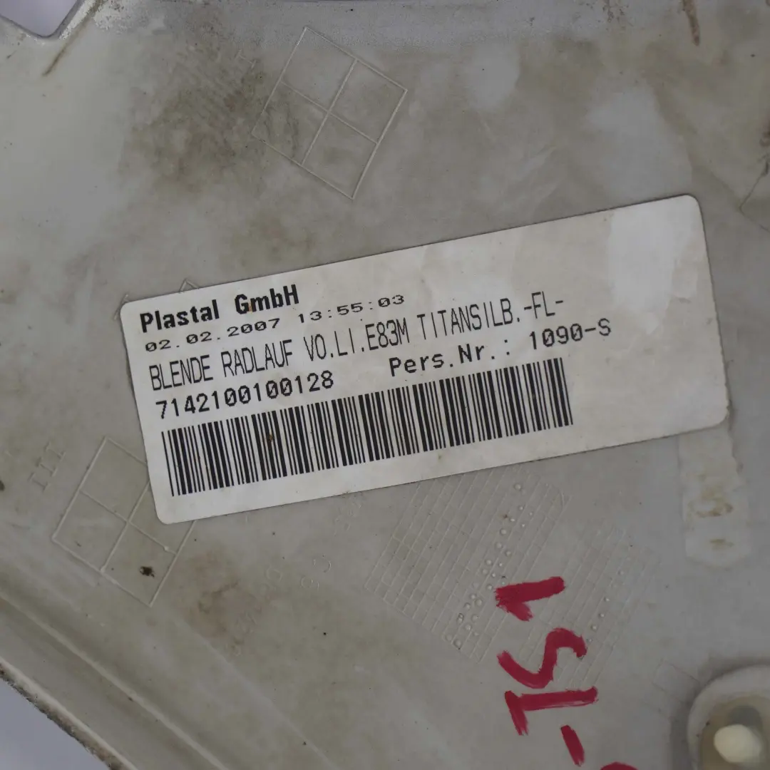 Arch Cover M Sport Front Left N/S Titansilber Metallic - 354 to BMW X3 E83 Wheel with Part number 0403483 BMW X3 E83 Wheel Arch Cover M Sport Front Left N/S Titansilber Metallic - 354 - SKU 0403483-TS1 - Part number 0403483