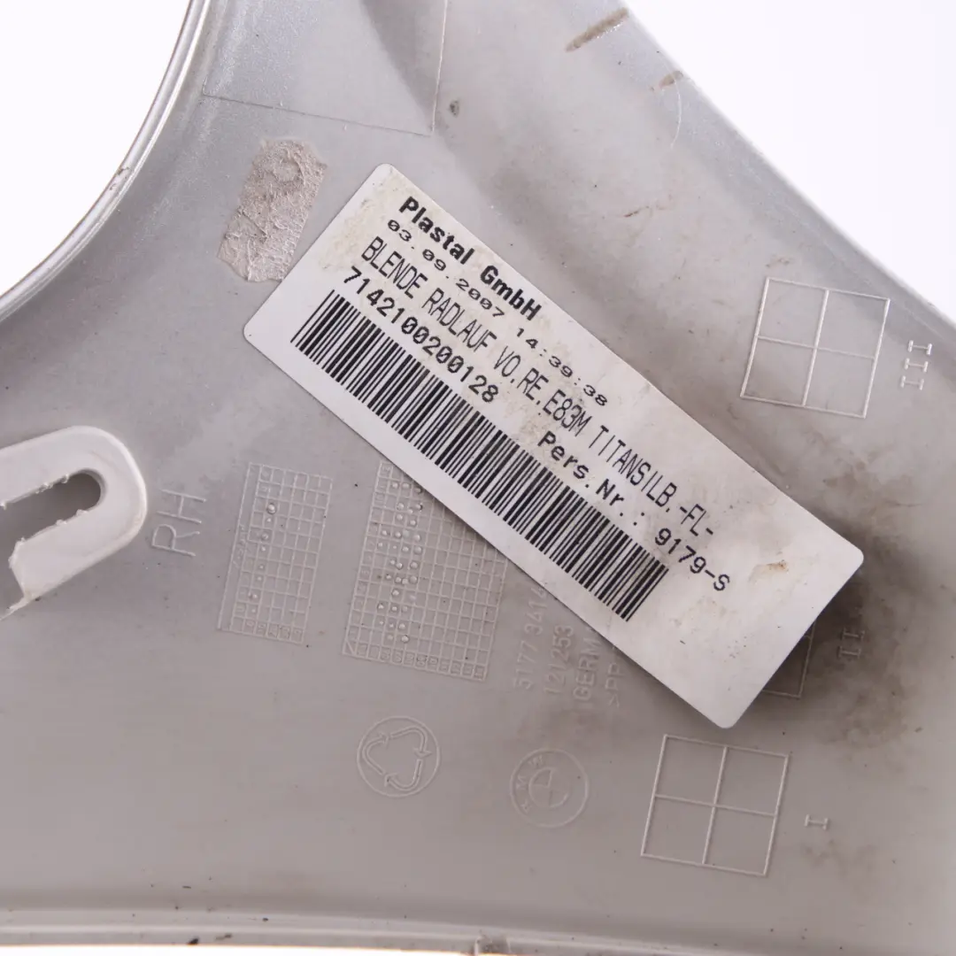 BMW X3 E83 Cubre Paso De Rueda Delantero Derecho M Sport Titansilber Plata - 354 - SKU 0403484-TS3 - Número de pieza 0403484