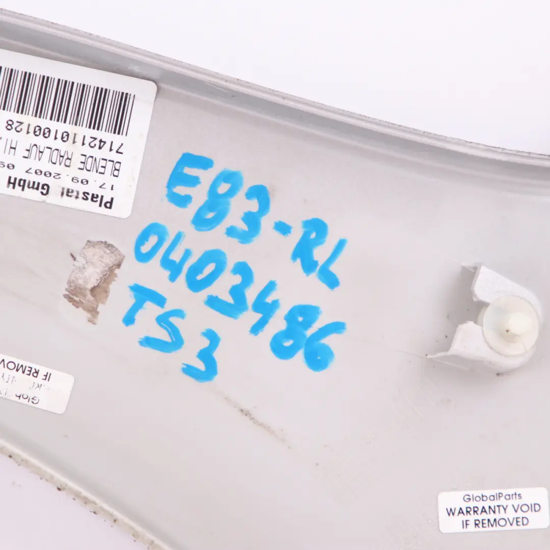 Arch Rear Left N/S Cover M Sport Titansilber Silver - 354 to BMW X3 E83 Wheel with Part number 0403486 BMW X3 E83 Wheel Arch Rear Left N/S Cover M Sport Titansilber Silver - 354 - SKU 0403486-TS3 - Part number 0403486