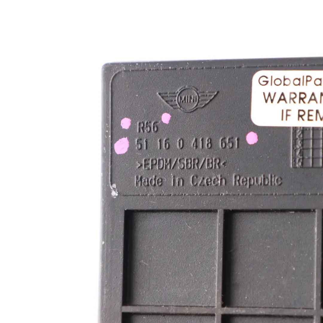 Armrest Insert Mini R50 R53 R55 R56 R60 Front Centre Arm Rest Rubber Mat to with Part number 0418651 Armrest Insert Mini R50 R53 R55 R56 R60 Front Centre Arm Rest Rubber Mat - SKU 0418651 - Part number 0418651