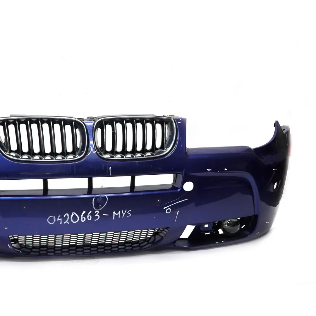 Complete Front Bumper PDC Mysticblau Blue - A07 to BMW X3 E83 LCI M Sport with Part number 0420663 BMW X3 E83 LCI M Sport Complete Front Bumper PDC Mysticblau Blue - A07 - SKU 0420663-MYS - Part number 0420663