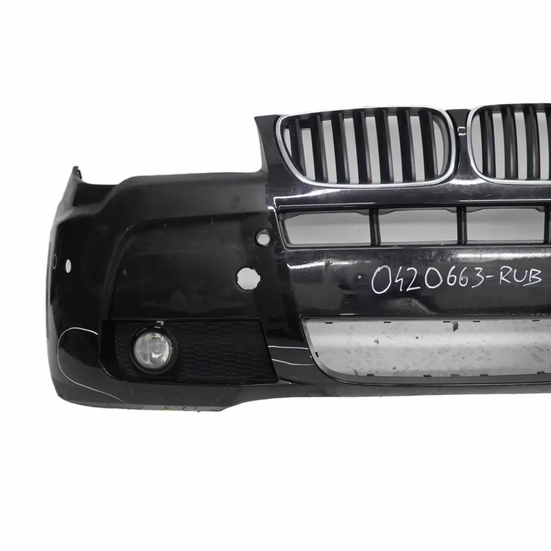 Front Bumper BMW X3 E83 LCI M Sport Complete Panel PDC Rubinschwarz Black - S23 to with Part number 0420663 Front Bumper BMW X3 E83 LCI M Sport Complete Panel PDC Rubinschwarz Black - S23 - SKU 0420663-RUB - Part number 0420663