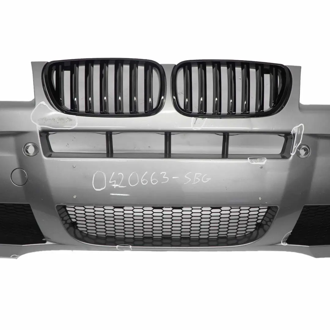 BMW X3 E83 LCI M Sport Complete Front Bumper PDC Silbergrau Silver Grey - A08 - SKU 0420663-SBG - Part number 0403466