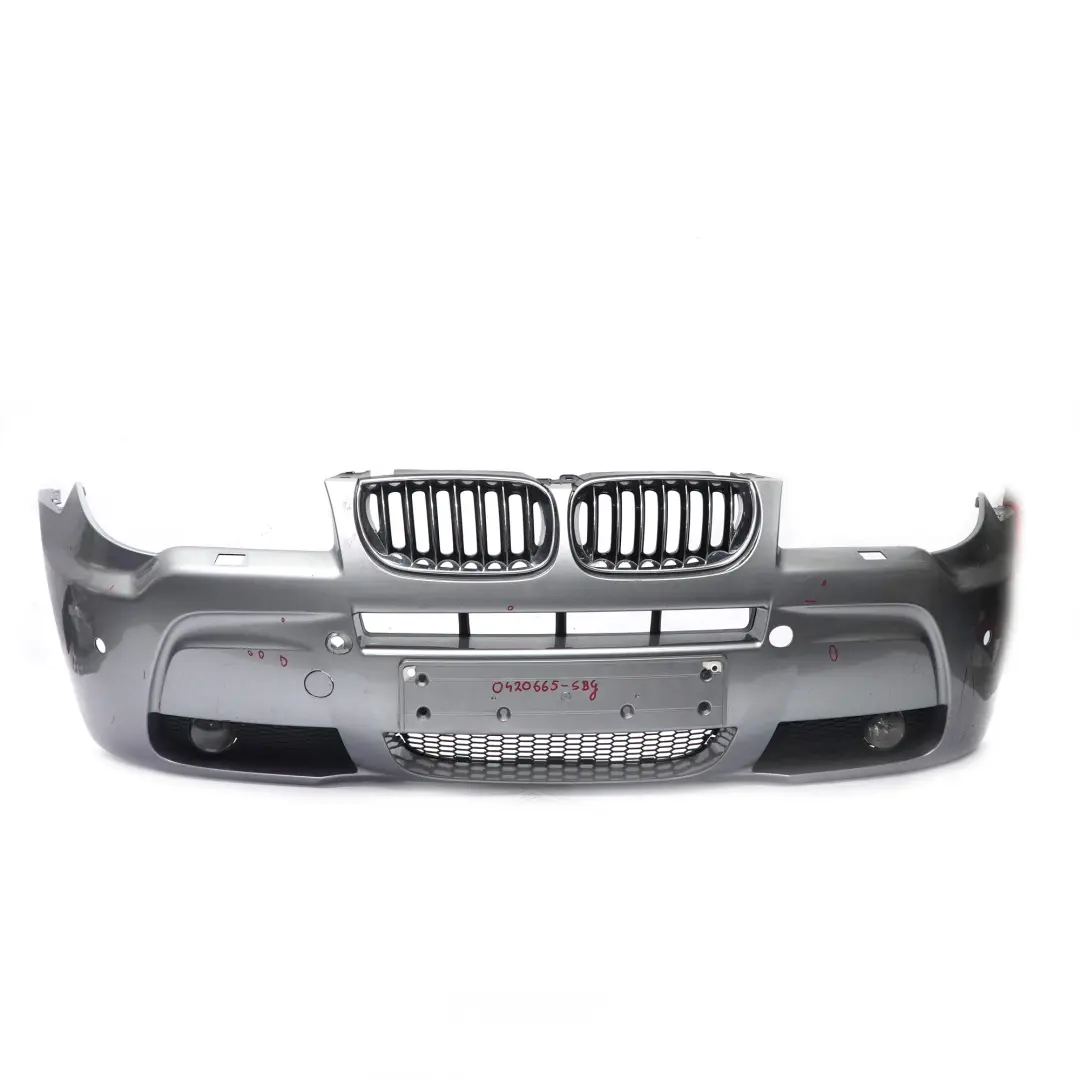 Complete Front Bumper PDC Silbergrau Grey - A08 to BMW X3 E83 LCI M Sport with Part number 0420665 BMW X3 E83 LCI M Sport Complete Front Bumper PDC Silbergrau Grey - A08 - SKU 0420665-SBG - Part number 0420665