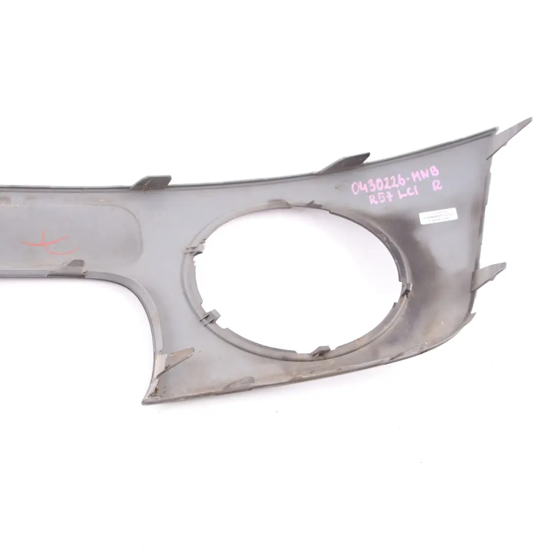 Front Bumper Trim Panel Right O/S Midnight Black Metallic A94 to Mini R55 R56 R57 with Part number 0430226 Mini R55 R56 R57 Front Bumper Trim Panel Right O/S Midnight Black Metallic A94 - SKU 0430226-MNB - Part number 0430226